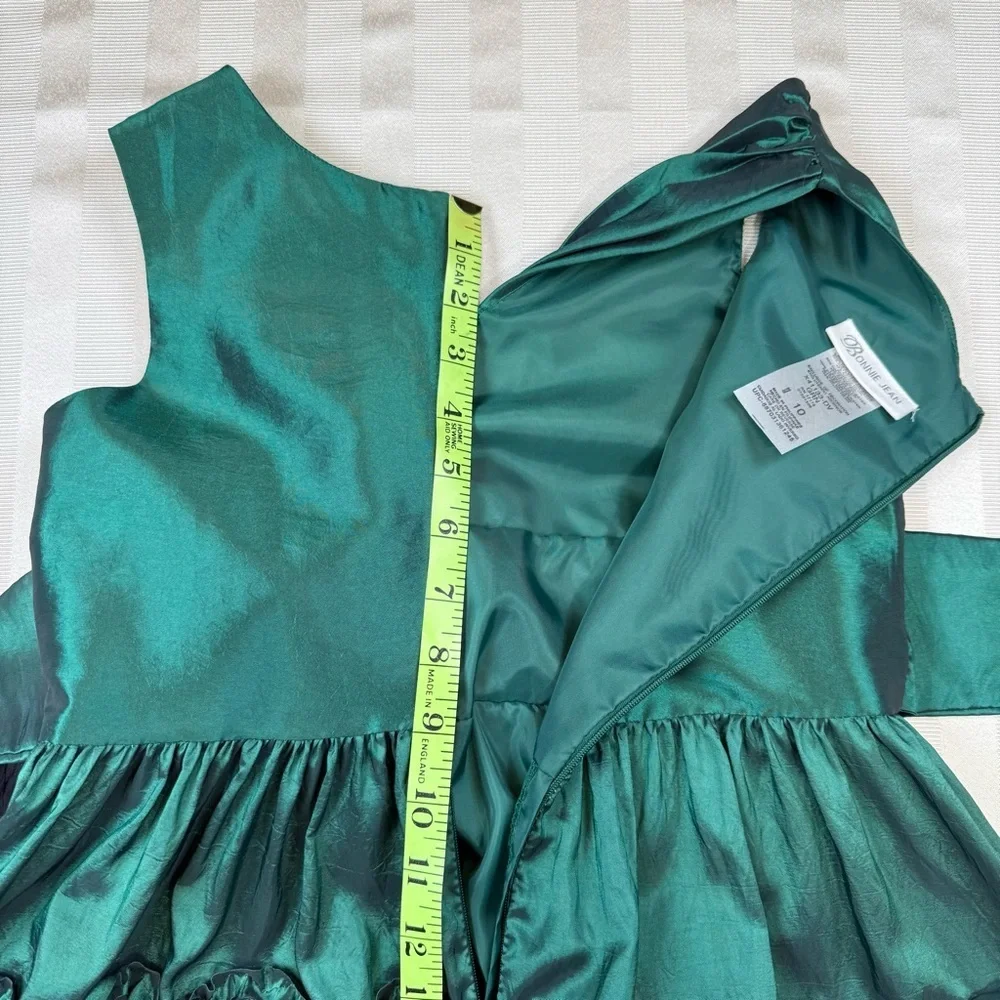Bonnie Jean Emerald Green Black Girls Sz 10 Wedding Formal Party Dress Fit&Flare
